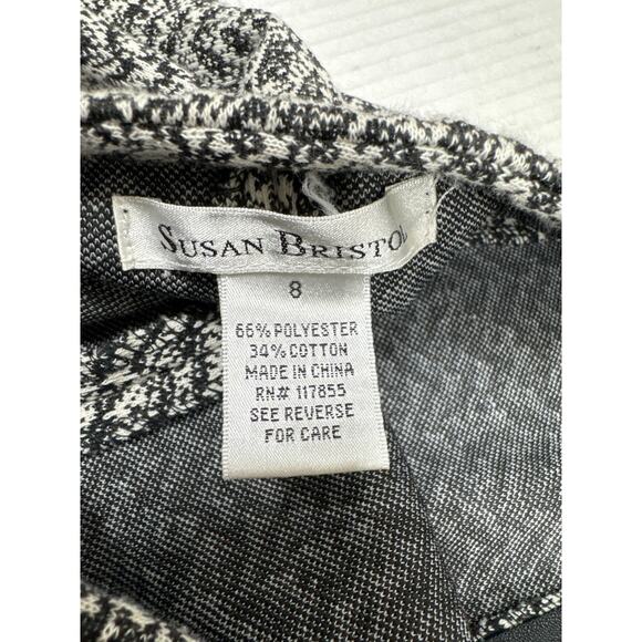 Susan Bristol Knit Circle Skirt Womens Side Zip 24" L Black White Chevron Size 8 - Picture 5 of 5